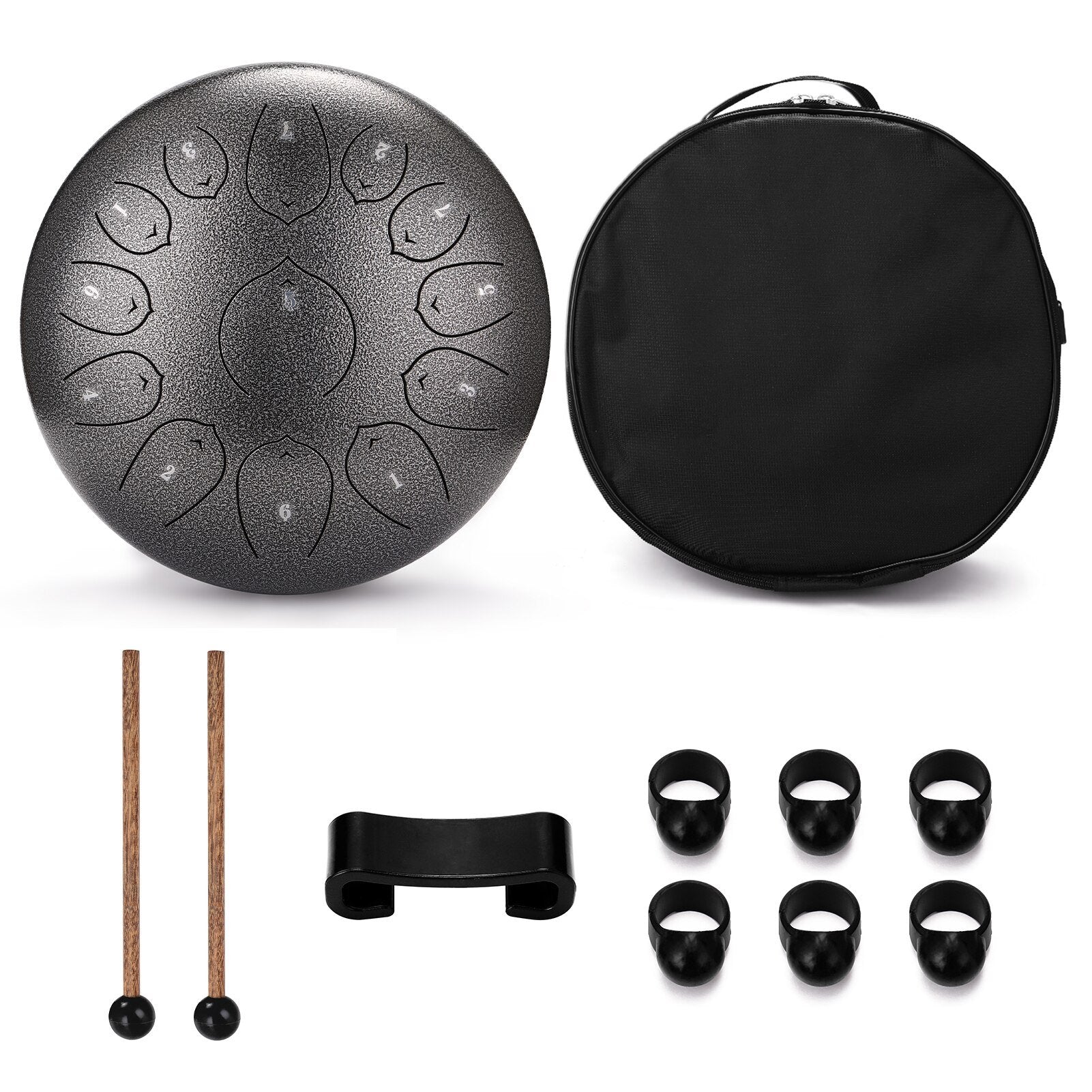 12 inch 13-Tone Steel Tongue Drum Mini Hand Pan Drums with Drumsticks Protable Percussion Instruments for yoga practice - AKLOT