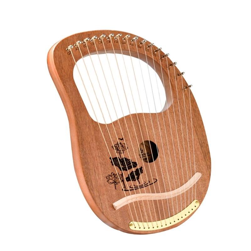 16 Metal Strings Handheld Lyre Harp with Cloth Carry Bag Mahogany Body Classical Musical Instrument Gift - AKLOT