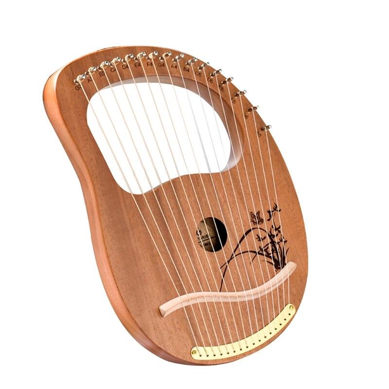 16 Metal Strings Handheld Lyre Harp with Cloth Carry Bag Mahogany Body Classical Musical Instrument Gift - AKLOT