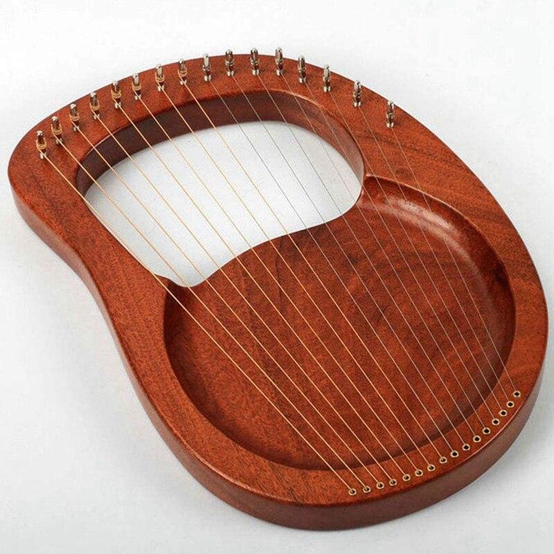 16 String Wooden Lyre Harp Metal Strings Mahogany Solid Wood String Instrument & Storage Bag Lyre Harp Handbags - AKLOT