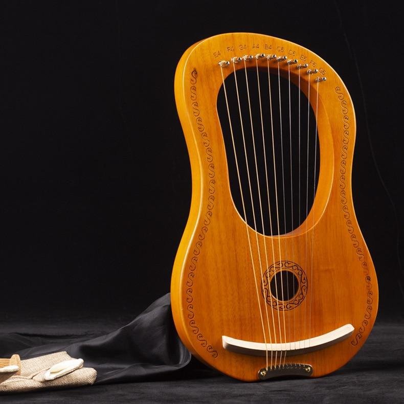 16 Strings Wooden Mahogany Lyre Harp Musical Instrument 19 Strings Stringed Instrument Lyre Harp with Tuning Tool for Beginner - AKLOT