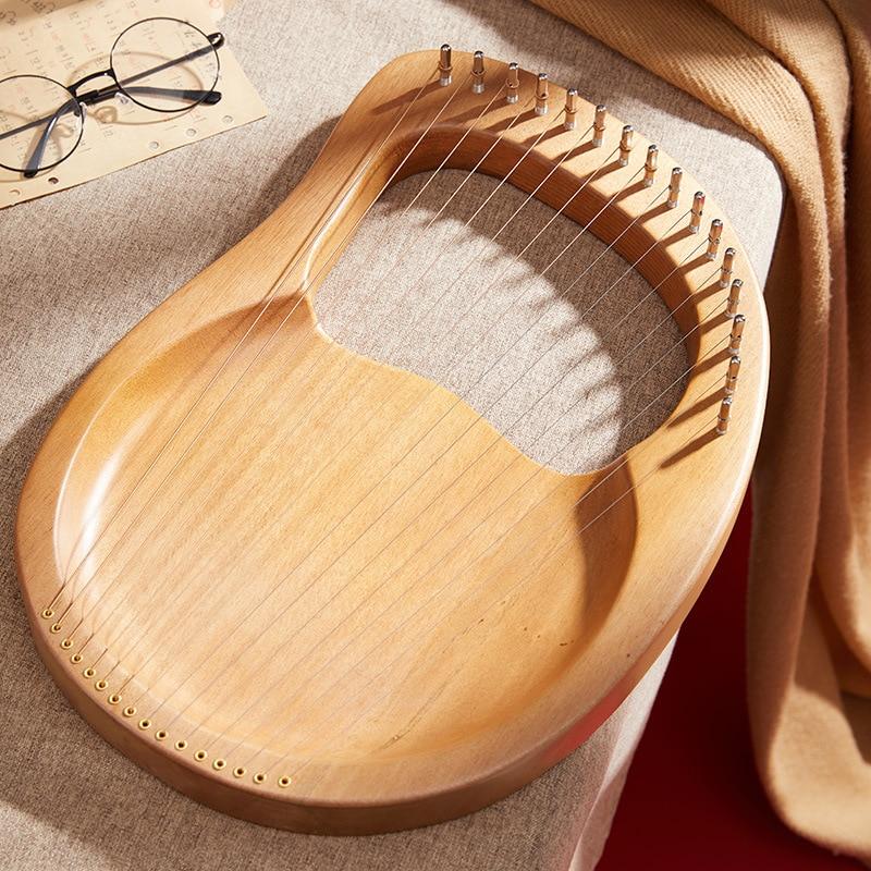 16 Strings Wooden Mahogany Lyre Harp Musical Instrument 19 Strings Stringed Instrument Lyre Harp with Tuning Tool for Beginner - AKLOT