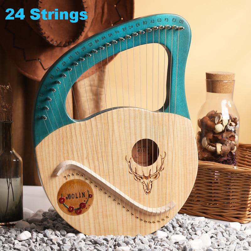 16/19/21/24 Strings Harp Lyre Harp Wooden Mahogany Harp 19 Strings Lyre Piano Musical Beginner Instrument With Matching Gifts - AKLOT