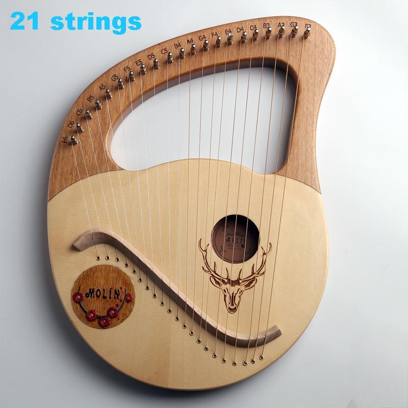 16/19/21/24 Strings Harp Lyre Harp Wooden Mahogany Harp 19 Strings Lyre Piano Musical Beginner Instrument With Matching Gifts - AKLOT