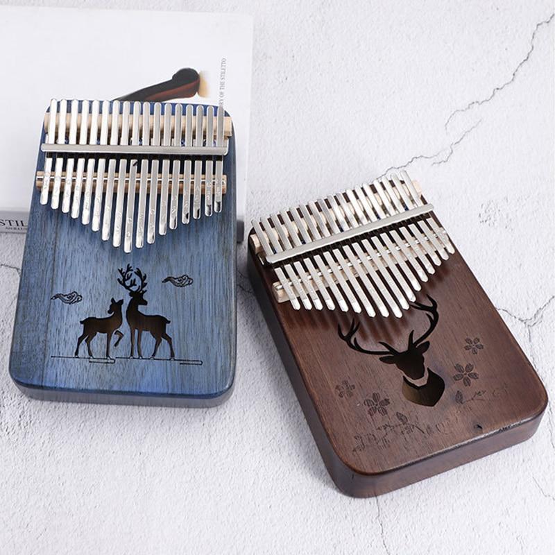 17 Key Kalimba Hand Guard African Solid Pine Mahogany Thumb Finger Piano Sanza Mbira Calimba Musical Instruments Kalimba Piano - AKLOT