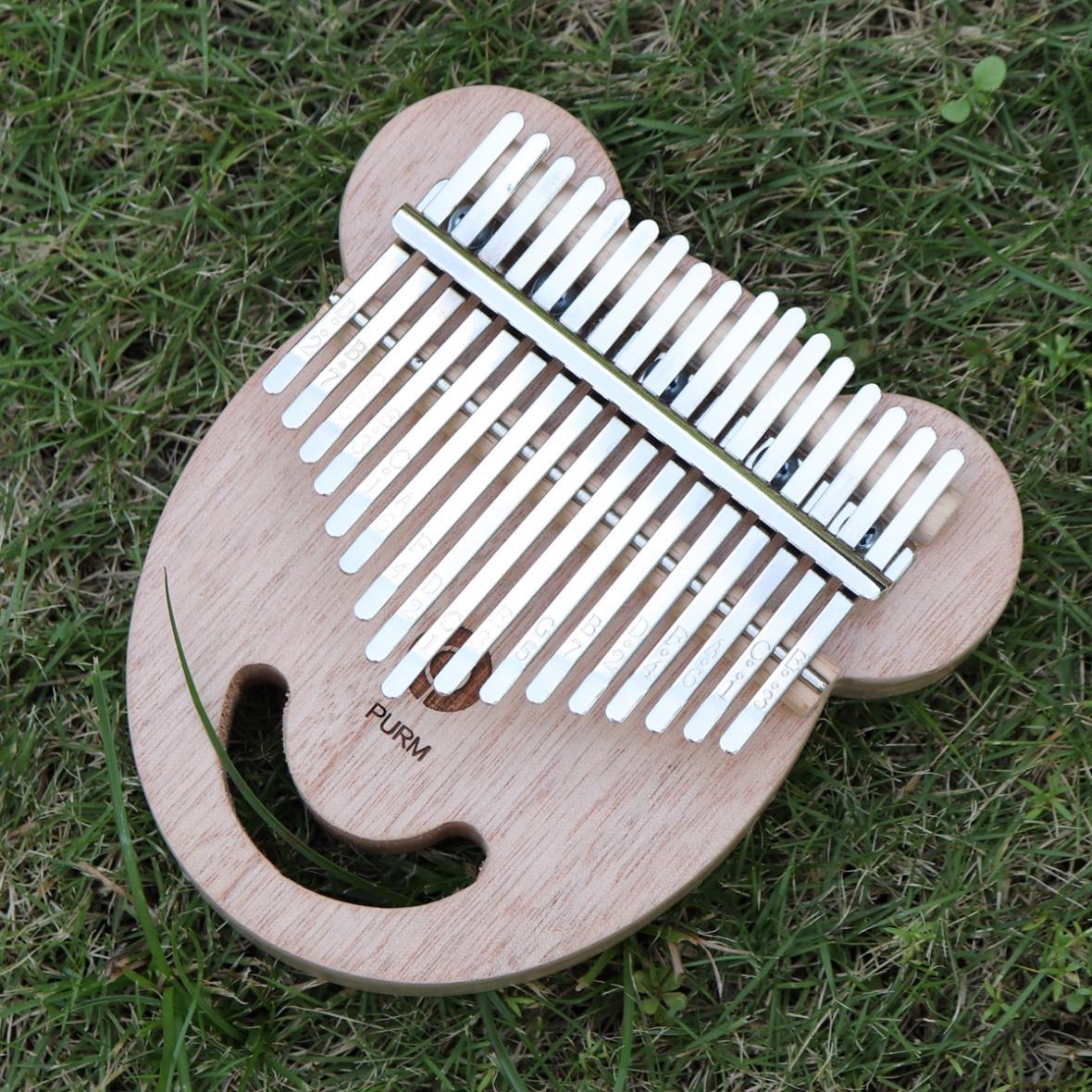 17 Key Mahogany&metal Bear Face Shape Thumb Piano Kalimba Mbira with Tuning Hammer - AKLOT