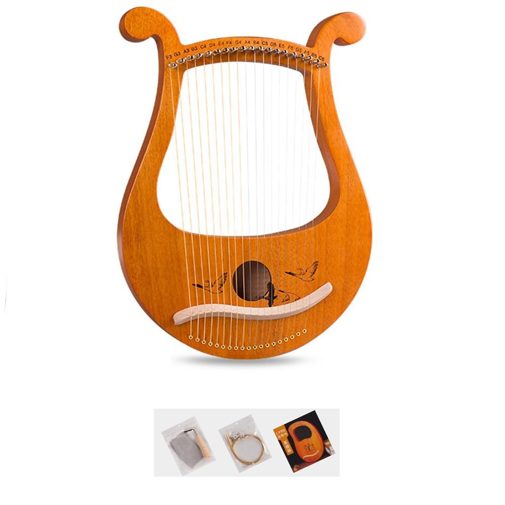 19 String Lyre Harp Mahogany Harp Music Instrument With Spare Strings Tuning Wrench For Beginner Outer Space Lotus Wild Goose - AKLOT