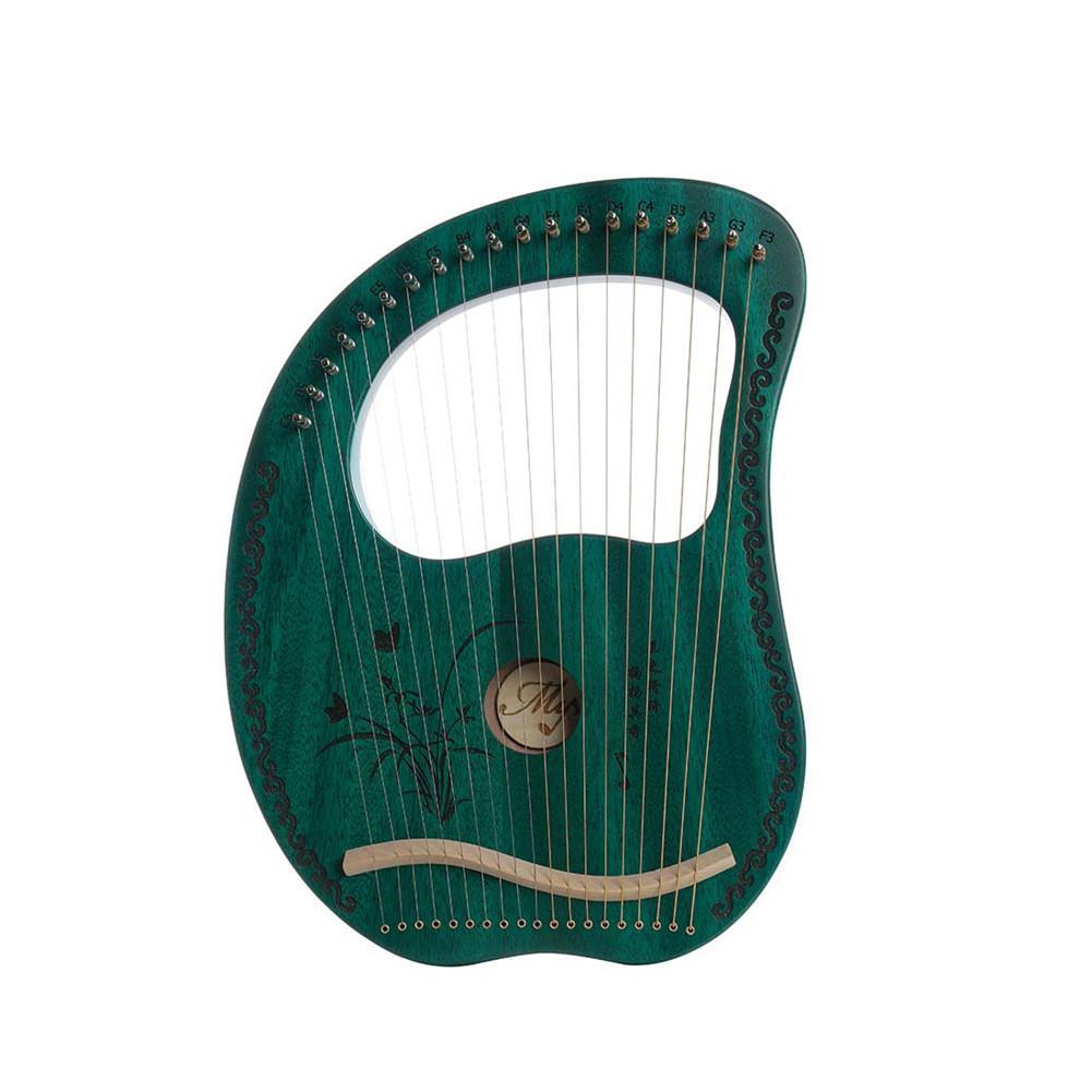 19 String Lyre Mahogany Instrument Quality Green Harp with Tuning Wrench Stringed Musical Instrument for Kids Adult Beginners - AKLOT