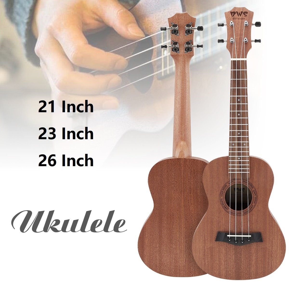 21 Inch /23 Inch / 26 Inch Concert Ukulele Hawaiian Guitar Four String Guitar Mahogany Wood Ukulele as Birthday Christmas Gifts - AKLOT