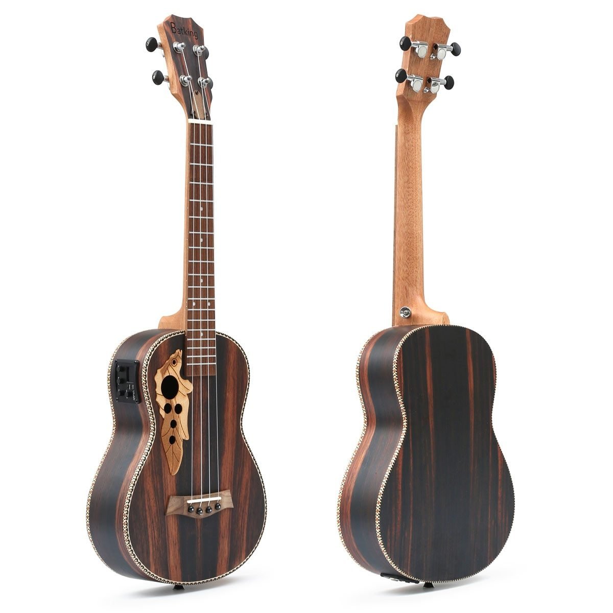 30 Inch All Blackwood Baritone Acoustic Electric Ukulele With Truss Rod with EQ with Gig Bag,Strap,Nylon String,Electric Tuner - AKLOT