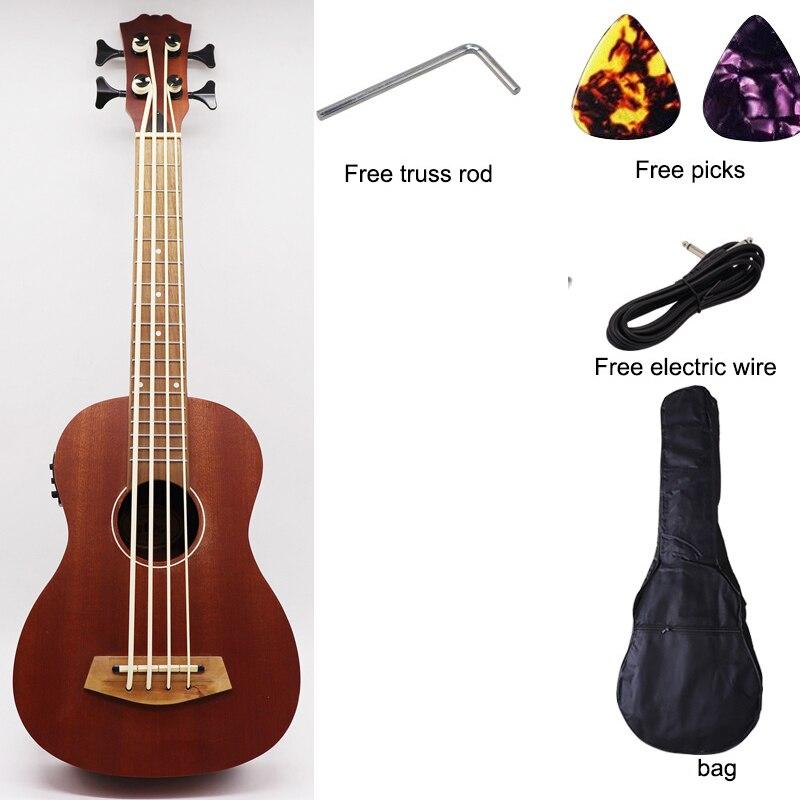30 inch electric ukulele bass guitar full okoume wood guitar body natural color 4 string mini uk bass guitar children gift - AKLOT