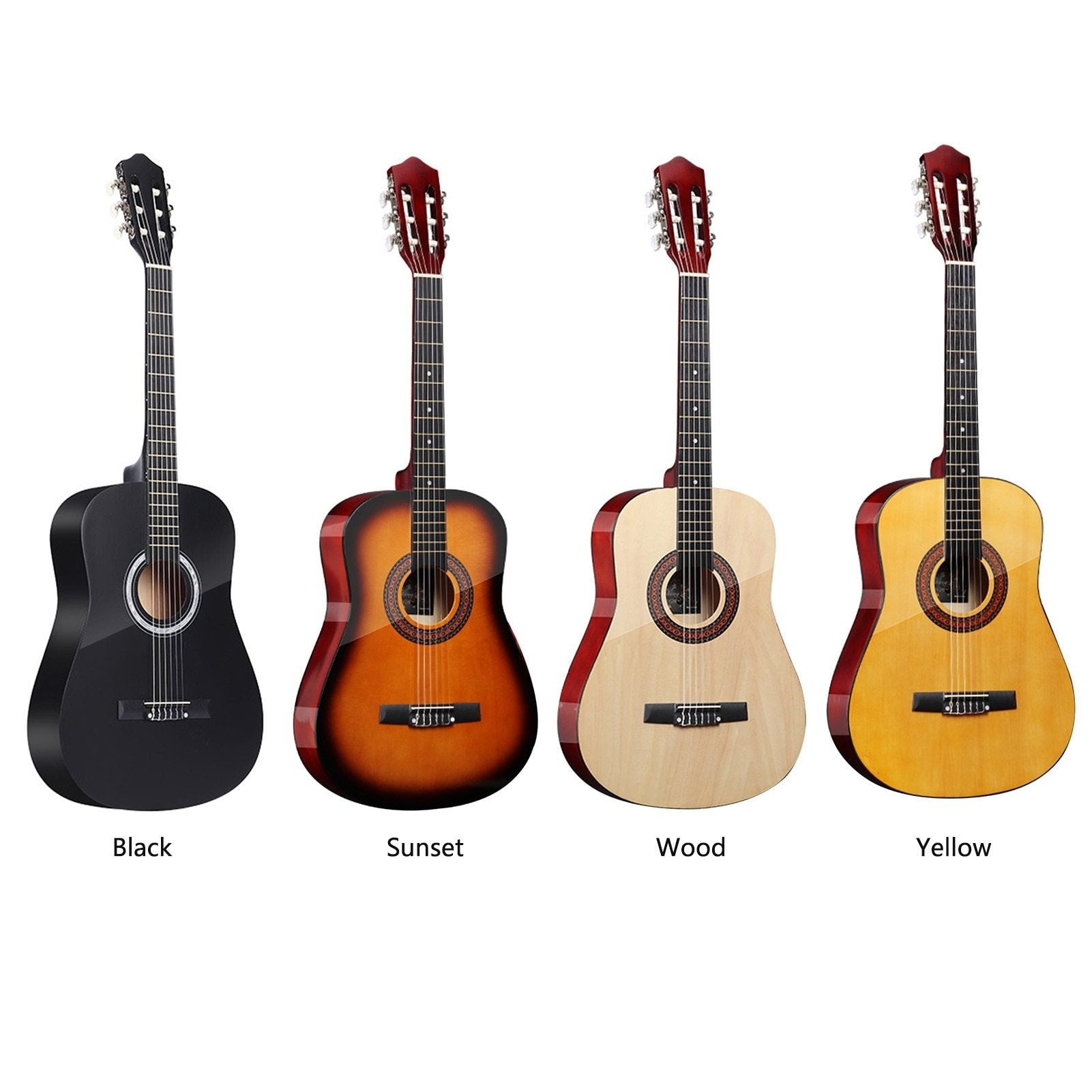 38'' Classic Acoustic Guitar 38 inches 6 Strings Acoustic Guitar Wooden Guitar for Students Beginners (Wood) - AKLOT