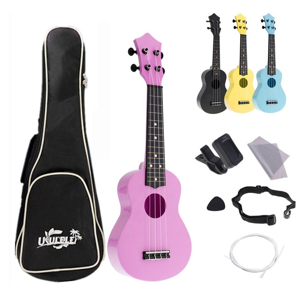 4 Strings 21 Inch Soprano Acoustic Ukulele Colorful Uke Hawaii Guitar Guitarra Musica Instrument for Kids and Music Beginner - AKLOT