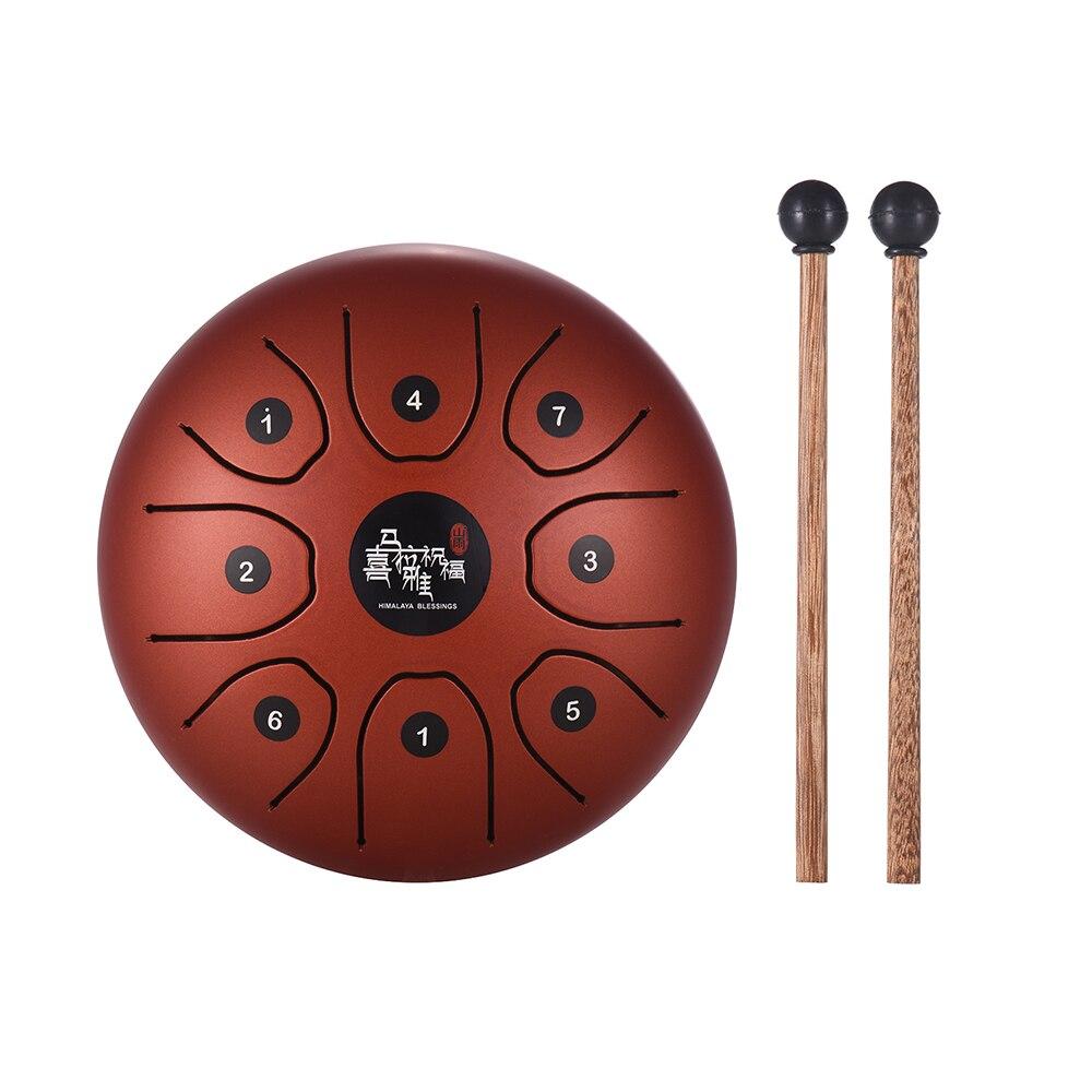 5.5 Inch Mini 8-Tone Steel Tongue Drum C Key Percussion Instrument Handpan Drum with Drum Mallets Carry Bag - AKLOT
