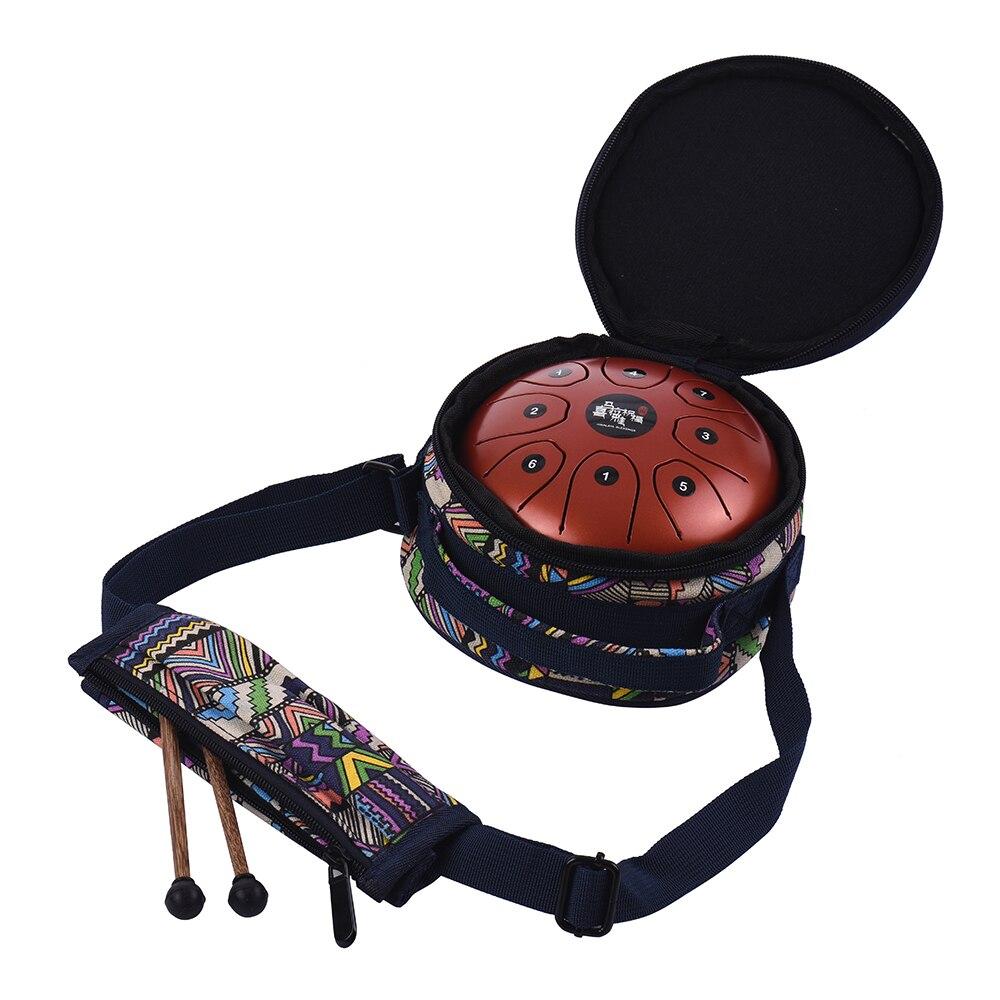 5.5 Inch Mini 8-Tone Steel Tongue Drum C Key Percussion Instrument Handpan Drum with Drum Mallets Carry Bag - AKLOT