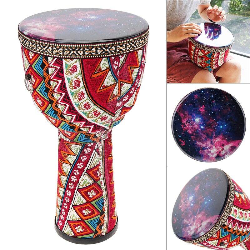 8.5 Inch Beautiful African Djembe Drum Colorful Cloth Art ABS Barrel PVC Skin for Children Hand Drum Musical Instrument - AKLOT