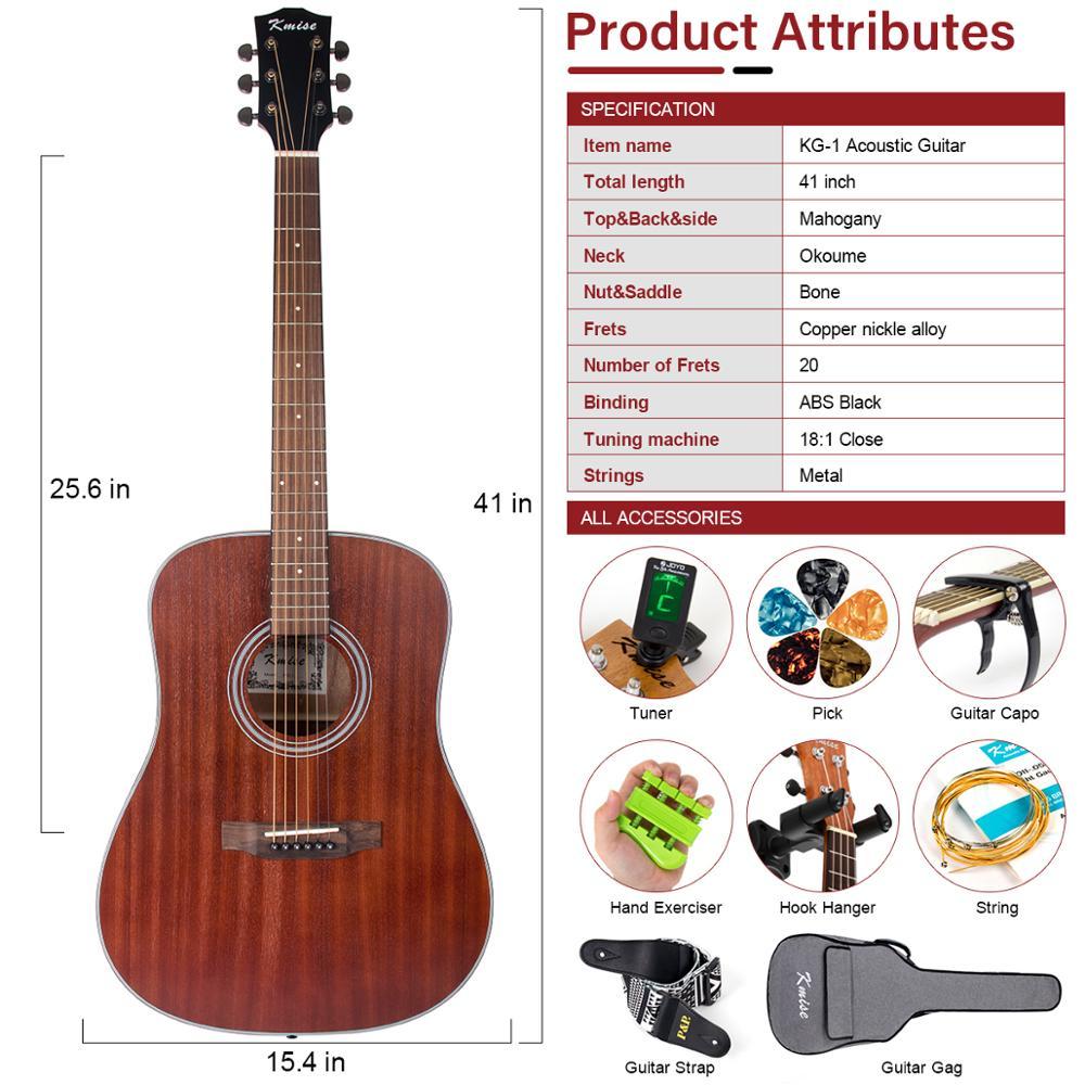 Acoustic Guitar Mahogany Full Size 41 Inch for Student & Beginner w/ Gig Bag Tuner Strap Picks String Piezo Pickup Tools - AKLOT
