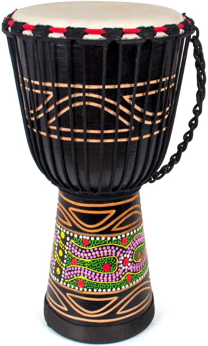 African Drum, Hand-Carved Bongo Congo Djembe Drum 9.5'' x 20'' Mahogany Goatskin Drumhead for Children Starter Beginners(Red) - AKLOT