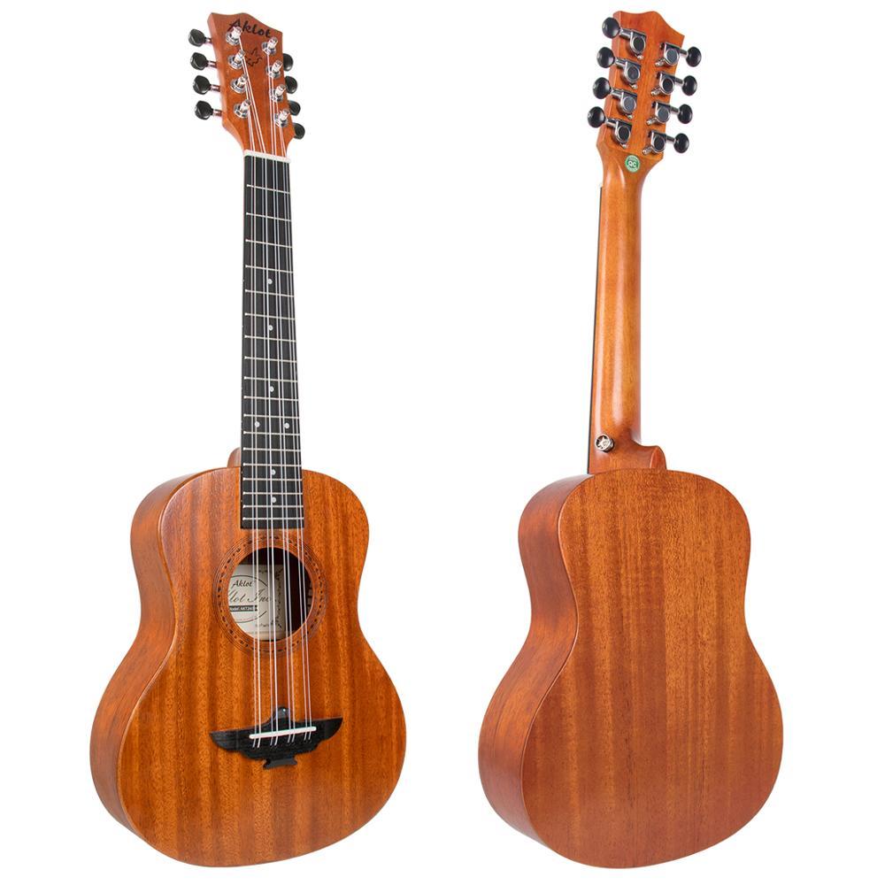 Aklot 8 String Ukulele Tenor Mahogany 26 Inch 18 Frets Hawaiian Guitar w/ Bag Strap Strings Picks for Gifts Music Lover - AKLOT