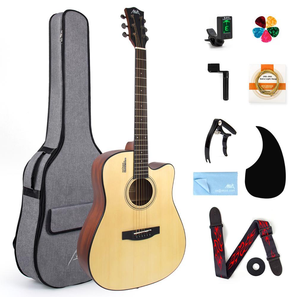 AKLOT Acoustic Guitar Spruce Full Size 41 inch for Student & Beginner w/ Gig Bag Tuner Strap Picks String Piezo Pickup Tools - AKLOT