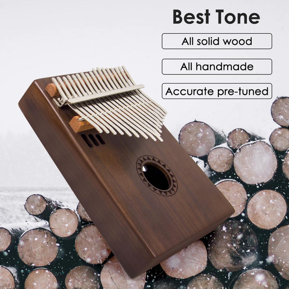 AKLOT Casla Kalimba 17 Key Thumb Piano Mbira for Beginner with Padded Case Sticker Tuner Hammer - AKLOT