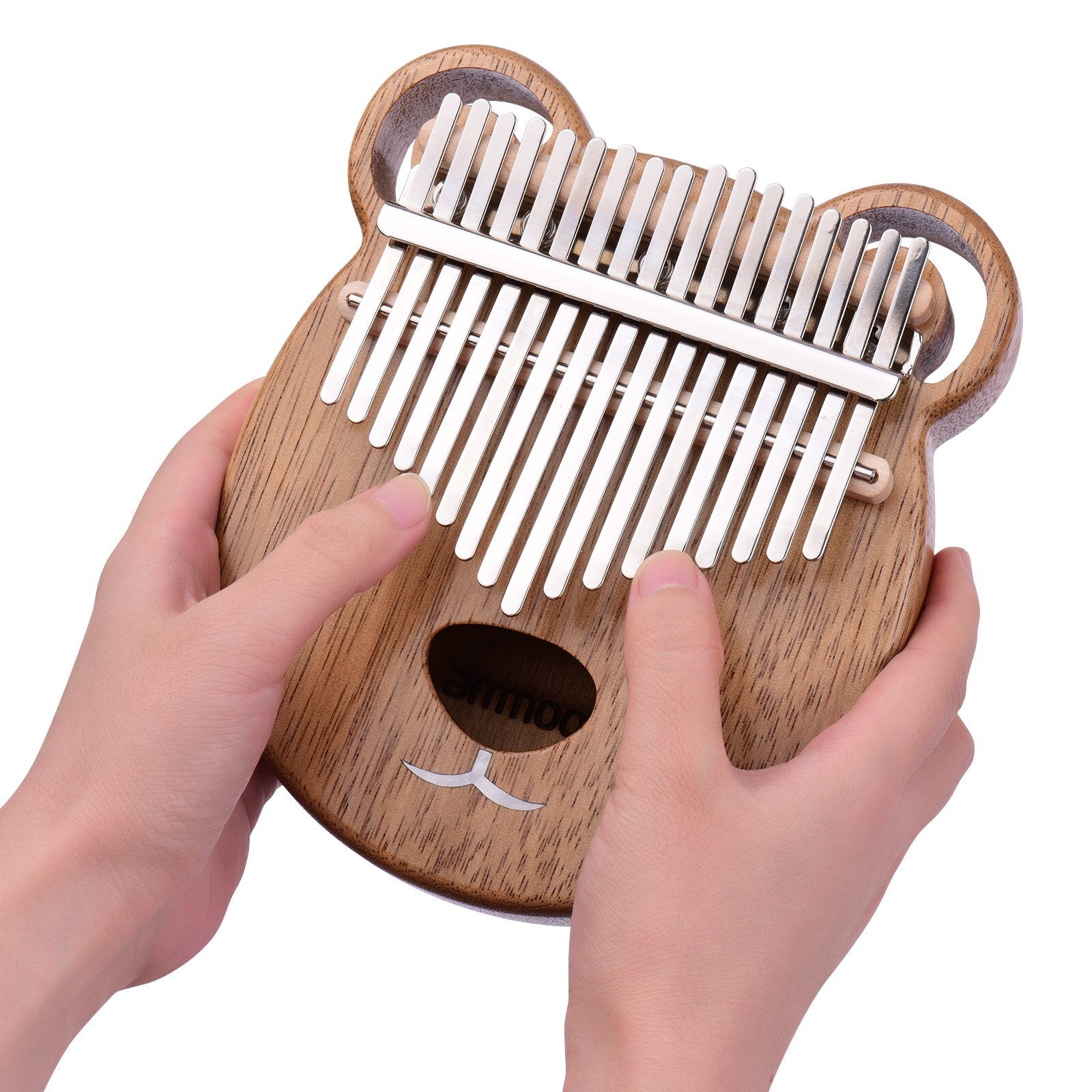 ammoon 17 Key Kalimba Portable C Tone Thumb Piano Solid Walnut Wood Finger Precussion with Tuning Hammer Wiping Cloth - AKLOT