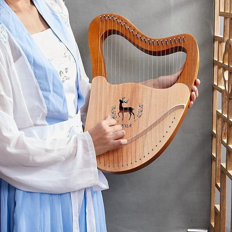Byla 21 String Lyre Harp,Lyakin,Wooden Lyre Harp,Heart-Shaped Harps With Tuning Wrench,For Beginners,Music Lovers,Kids,Etc - AKLOT