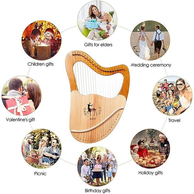 Byla 21 String Lyre Harp,Lyakin,Wooden Lyre Harp,Heart-Shaped Harps With Tuning Wrench,For Beginners,Music Lovers,Kids,Etc - AKLOT