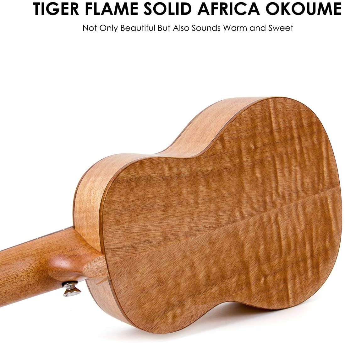 Classical Ukulele Kit Tiger Flame Okoume Wood for Beginner and Professional Player By Kmise - AKLOT