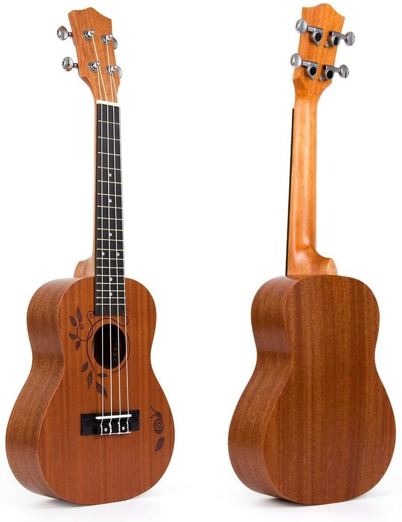 Concert Ukulele Uke Acoustic Hawaiian Guitar 23 Inch 18 Frets Mahagany with Ukelele Bag and Tuner - AKLOT