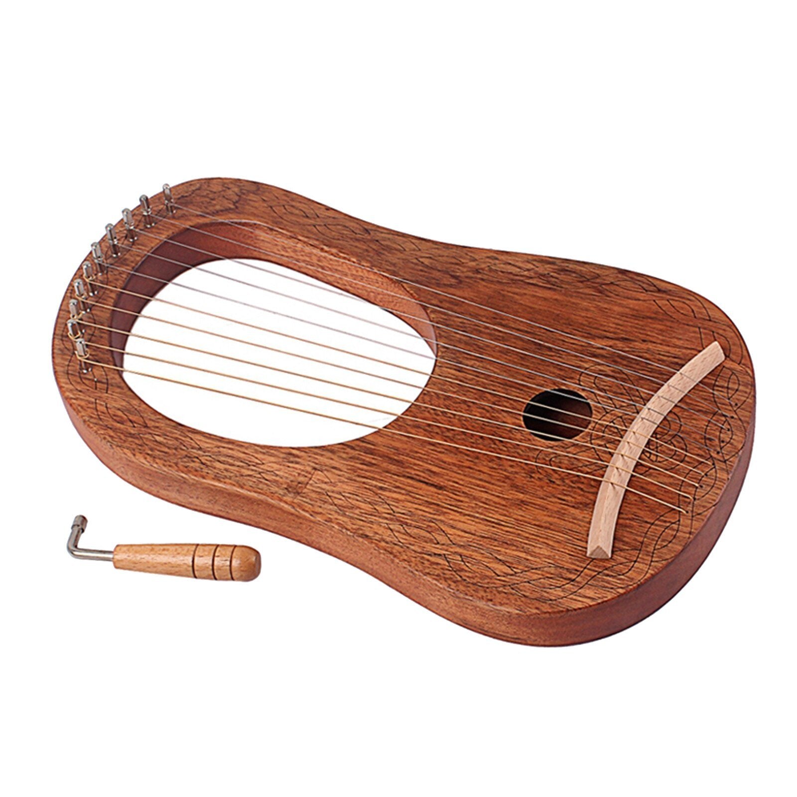 Exquisite 10 Strings Lyre Harp with Tuning Wrench Great Gifts for Music Lovers Kids Adults Friends Christmas Present - AKLOT