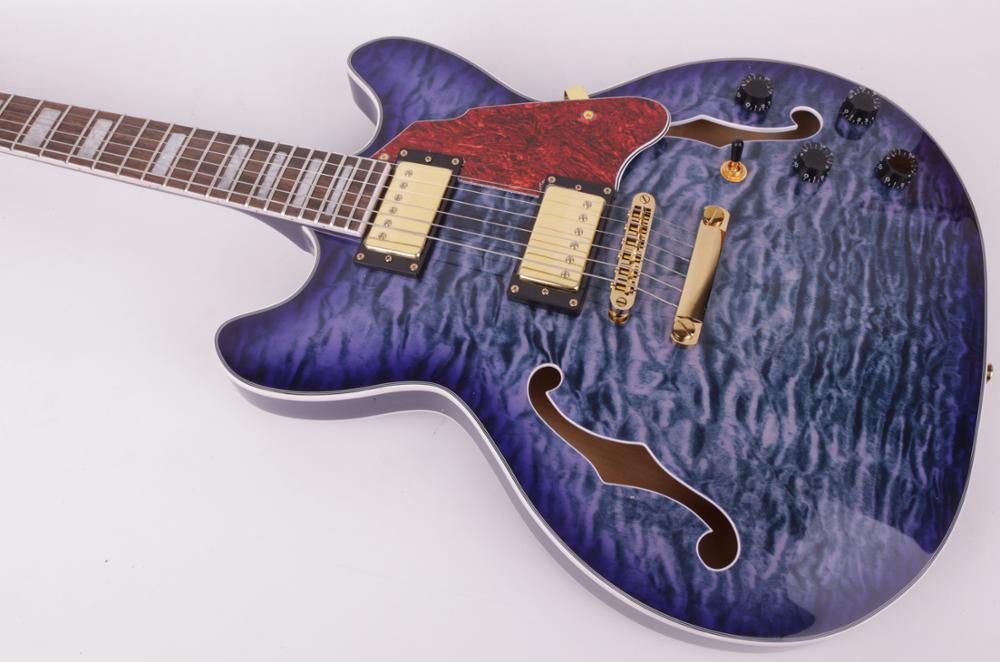 Good quality jazz hollow body f hole quilted maple electric guitar free shiping - AKLOT