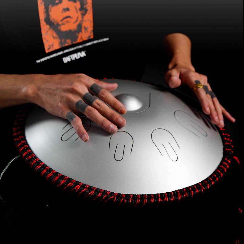 Hluru 2021 New Type Steel tongue drum 14 inch 9 note D minor handpan percussion instrument hand drum Yoga Meditation Beginner - AKLOT