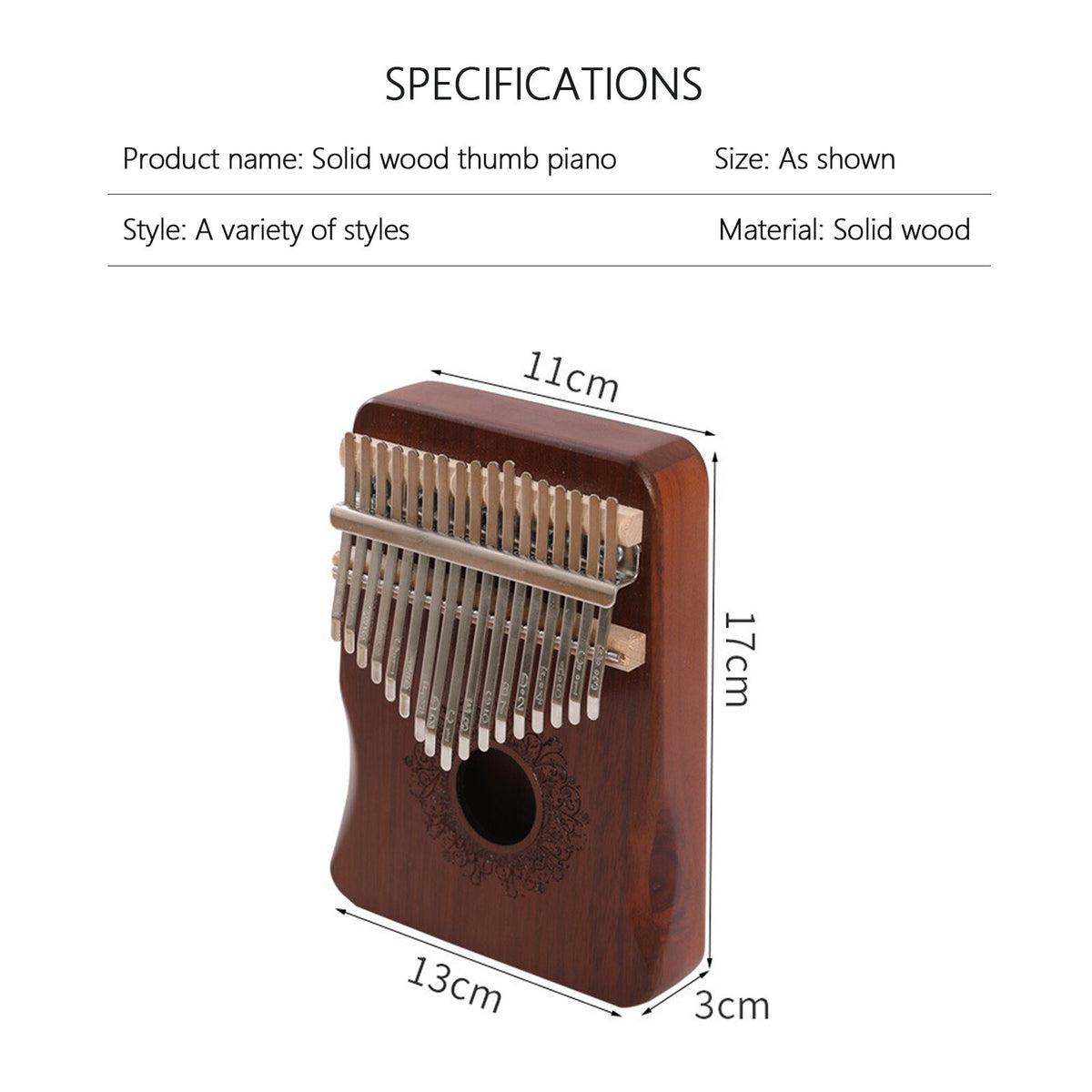 Kalimba 17 Key Mahogany Thumb Piano Mbira Musical Instrument Africa Fi ...