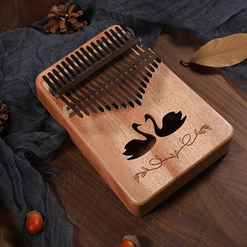 Kalimba Swan Style Portable Mahogany Thumb Piano Percussion Gifts for Kids Adults Kalimba Instrument 17 Keys Piano with Hammer - AKLOT