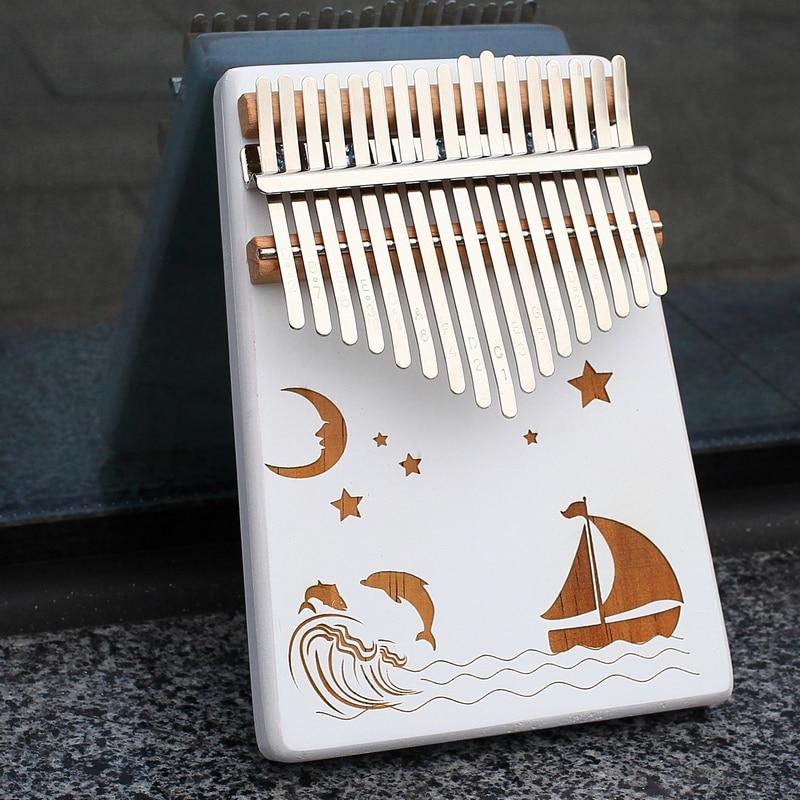 KERUS 17 teclas whit Kalimba pulgar Piano hecho por una sola placa de madera de alta calidad cuerpo de caoba instrumento musical - AKLOT