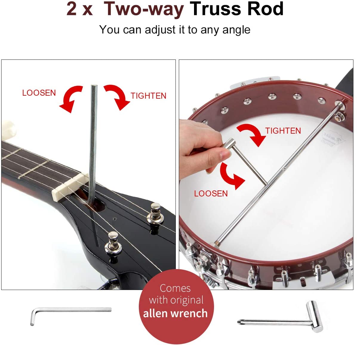 Banjo Riser Kit Kmise 5 String Resonator Banjo Professional Sapele Back Banjos Starte ...