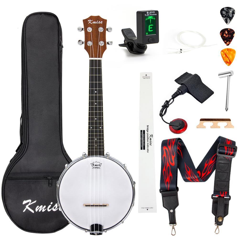 Kmise Banjo Ukulele Concert 23 Inch Banjolele w/ Parts Case Strap Tuner Strings Pickup Picks Ruler Wrench Bridge for Music Lover - AKLOT