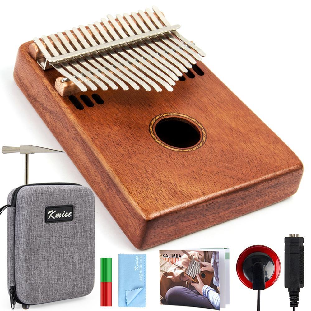 Kmise Kalimba 17 Key Finger Thumb Piano Full Solid Mahogany Musical Instrument + Pickup Gig Bag Tuner Hammer Birthday Gift - AKLOT