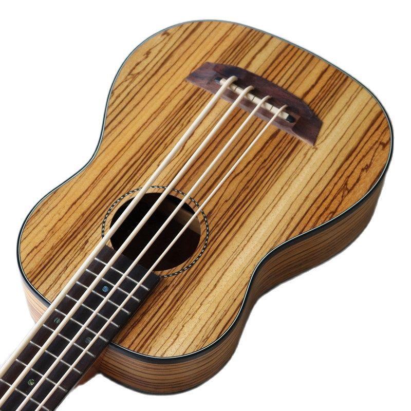 Left hand electric ukulele guitar 30 inch 4 string Full Zebra wood body children mini guitar uk bass guitar - AKLOT