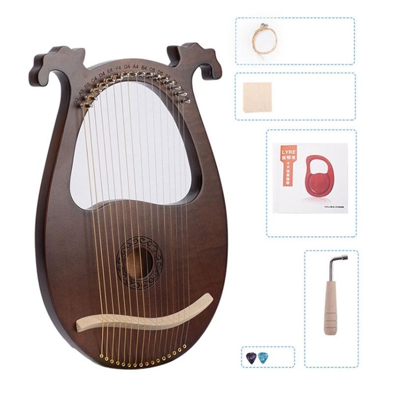 Lyre Harp, 16 String Mahogany Body String Instrument Body Instrument with Tuning Wrench and Spare Strings - AKLOT