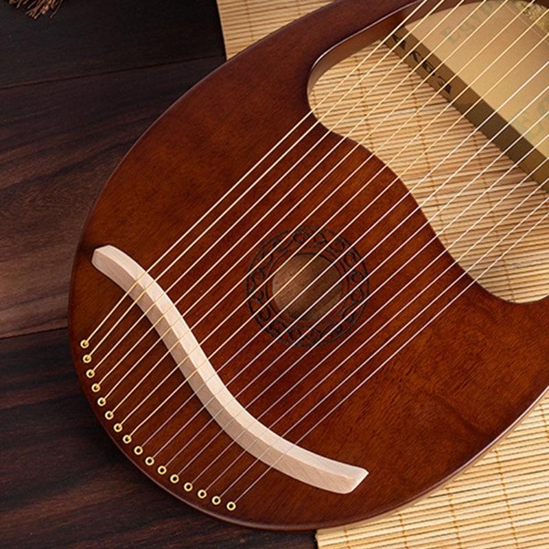 Lyre Harp, 16 String Mahogany Body String Instrument Body Instrument with Tuning Wrench and Spare Strings - AKLOT