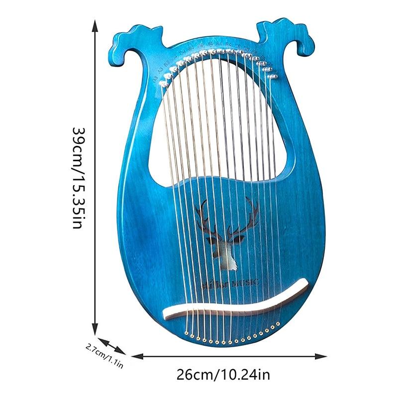 Lyre Harp,16 Metal Strings Wooden Harp Solid Wood Mahogany Lyre Harp with Tuning Wrench for Music Lovers Beginners,Etc - AKLOT