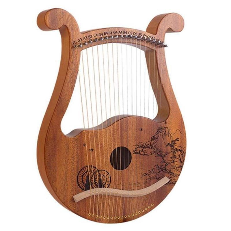 Lyre Harp,19 String Mahogany Lyre Harp,19 String Lyre Unique Patterns Carved Symbols,for Music Lovers Beginners,Etc - AKLOT