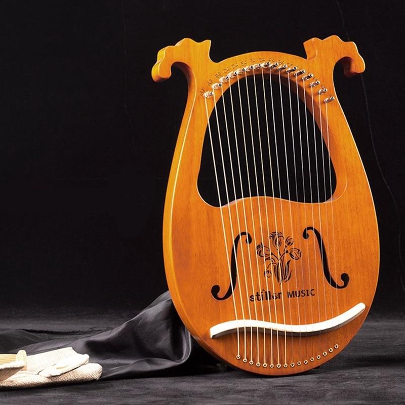 Lyre Harp,Greek Violin,16 String Harp Solid Wood Mahogany Lyre Harp with Tuning Wrench for Music Lovers Beginners,Etc - AKLOT