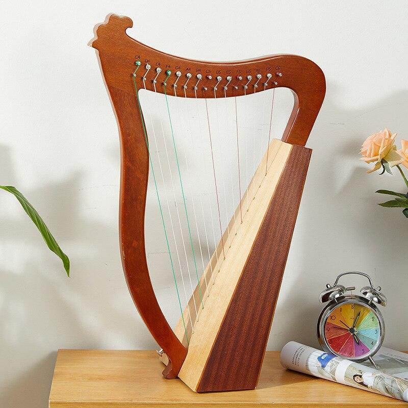 Mini Harp Toy Miniature Music Instrument Veneer Wood 19 String Mahogany Lyre Harp Nylon Instrumentos Musicais Room Decor AH50SQ - AKLOT