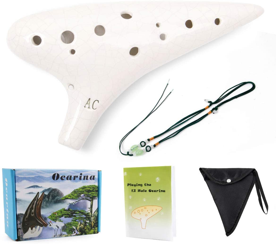 Ocarina 12 Tones Alto C with Song Book Neck String Neck Cord Carry bag for students beginners - AKLOT