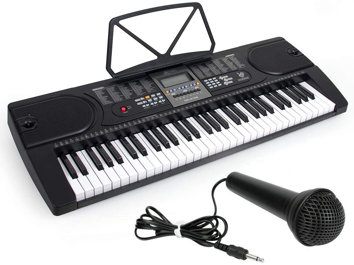 Piano Keyboard 61 Key Portable Electronic Keyboard w/LED Screen,Microphone Music Keyboard For Beginners(Kids & Adults) - AKLOT