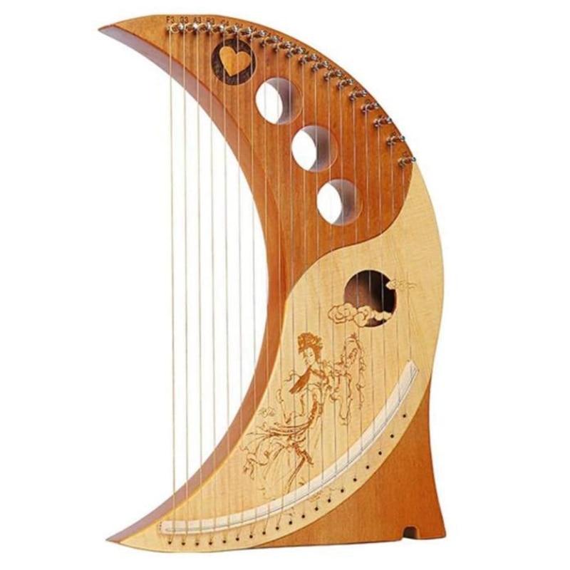 Quality 19 String Lyre Harp,Lyakin,Wooden Lyre Harp,Wood the Moon Harps  with Tuning Key,for Beginners,Music Lovers,Kids,Etc