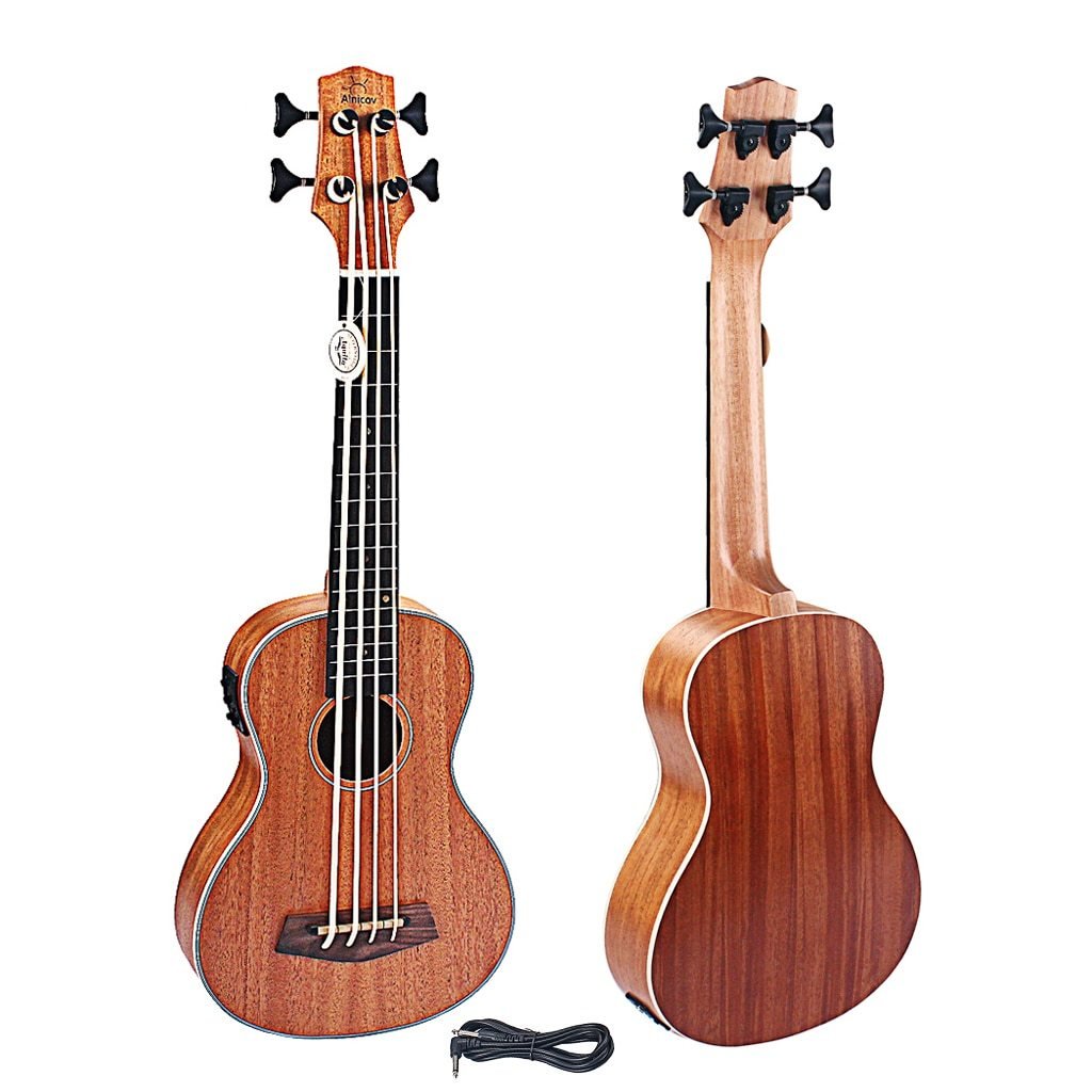 Rosewood 30 Inch Baritone Ukelele 4 String Guitar Electric Bass For Player - AKLOT